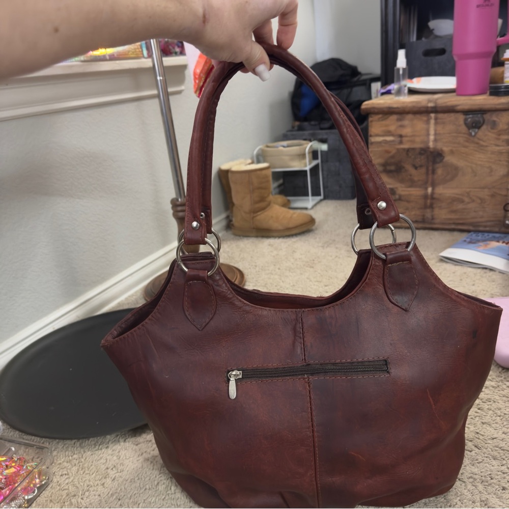 Handmade in Mexico- Red Bark Woven Leather Shoulder Bag - Picture 12 of 14